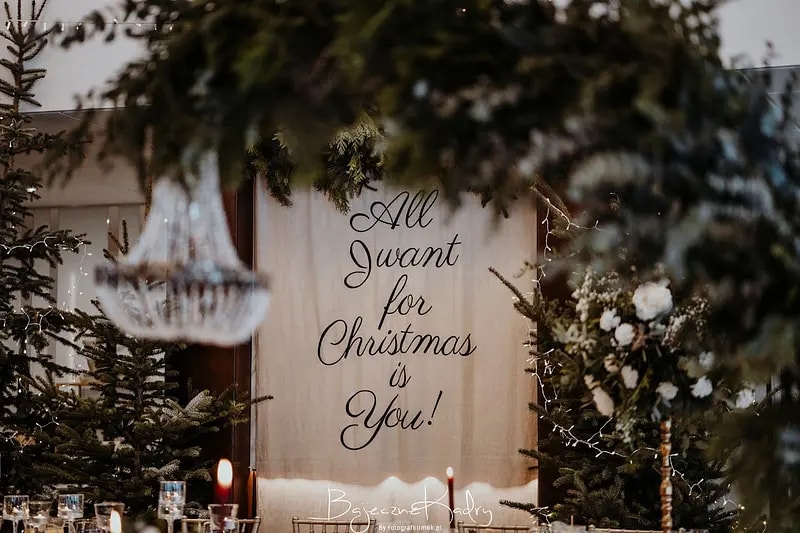 Tkanina z napisem ALL I WANT FOR CHRISTMAS IS YOU